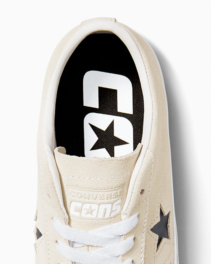 Tenis Skate Converse CONS One Star Pro Camurça Masculino Bege Branco Pretas | PT Q093P78